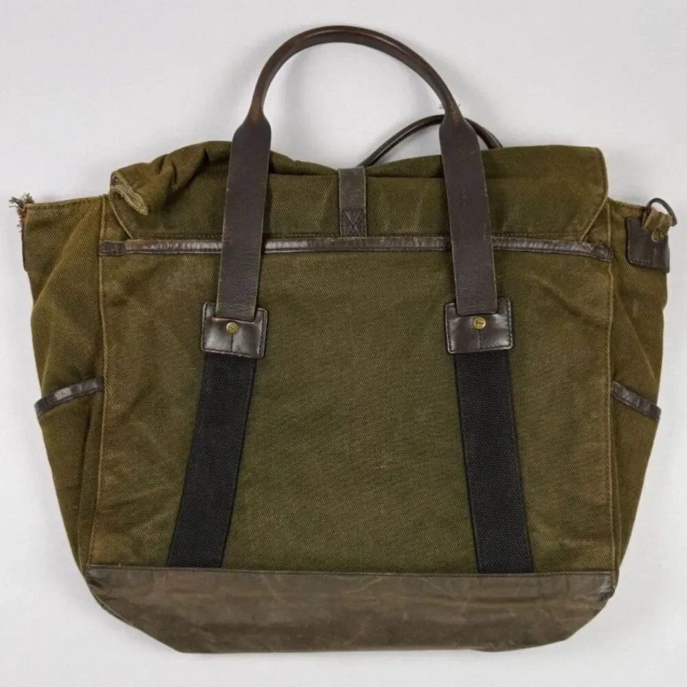 JACK SPADE Green Canvas Leather Weekend Laptop Work Bag Mens Unisex